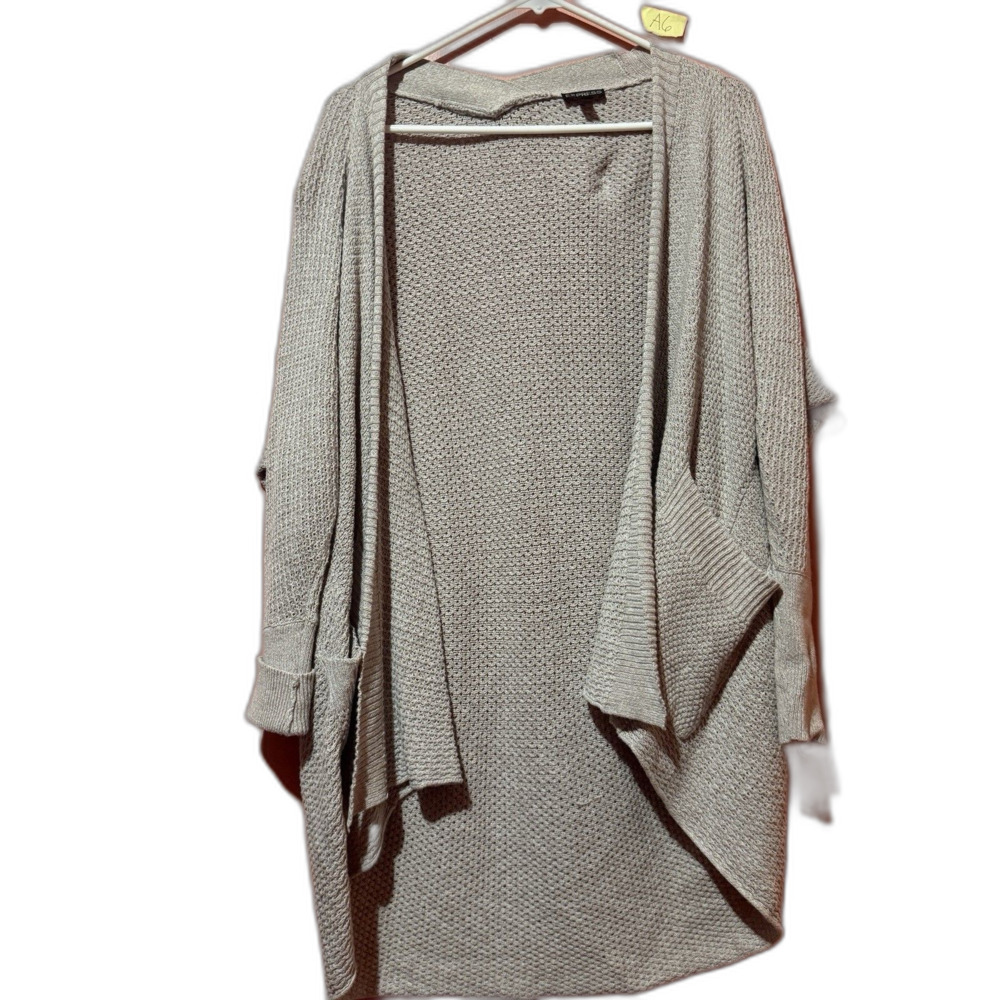 3/$15Express Womens Cardigan S Small Beige Open Front Knit Sweater Cotton